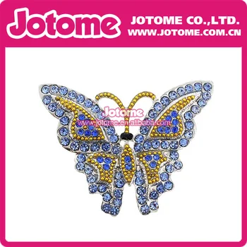 

100pcs/Borealis Crystal Rhinestone Blue Butterfly Brooch