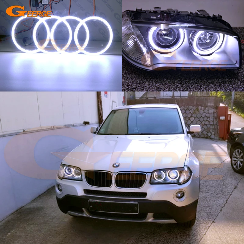 

For BMW E83 X3 2007 2008 2009 2010 Xenon headlight Excellent Ultra bright illumination COB led angel eyes kit halo rings