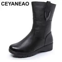 CEYANEAOAutumn ผู้หญิงฤดูหนาวรองเท้าบู๊ท 2018 ขายดีที่สุดแฟชั่นรองเท้าผู้หญิงรองเท้าหนังแท้รองเท้าแบน shoesE1217