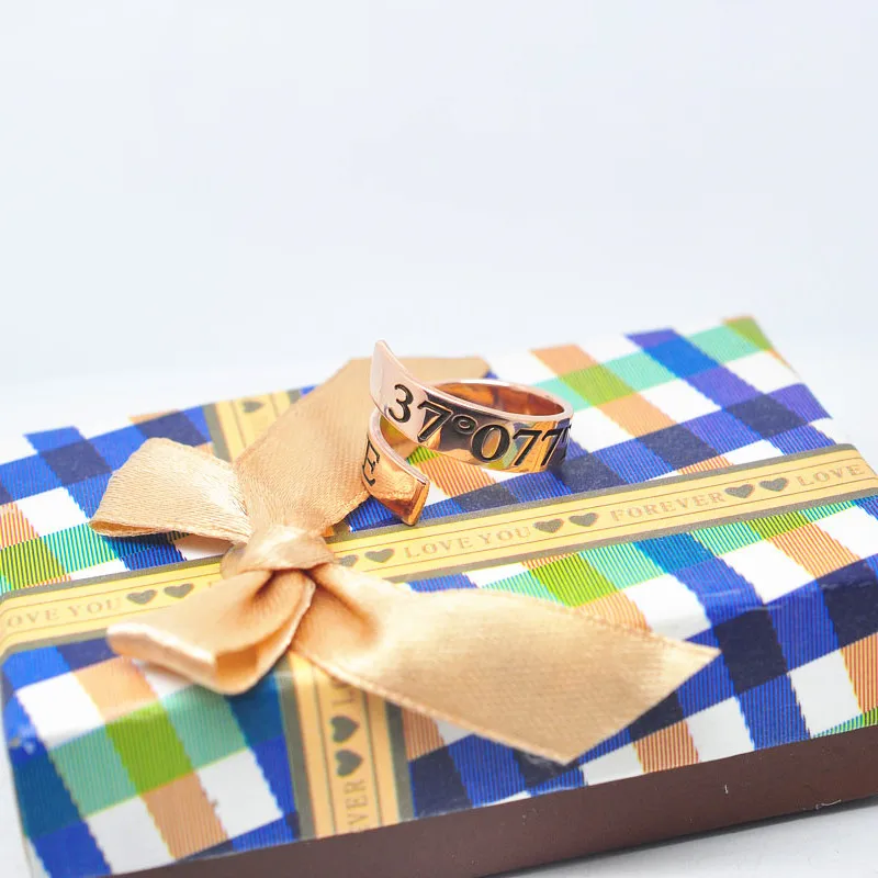 Adjustable Spiral Engraved Ring Personalized Longitude