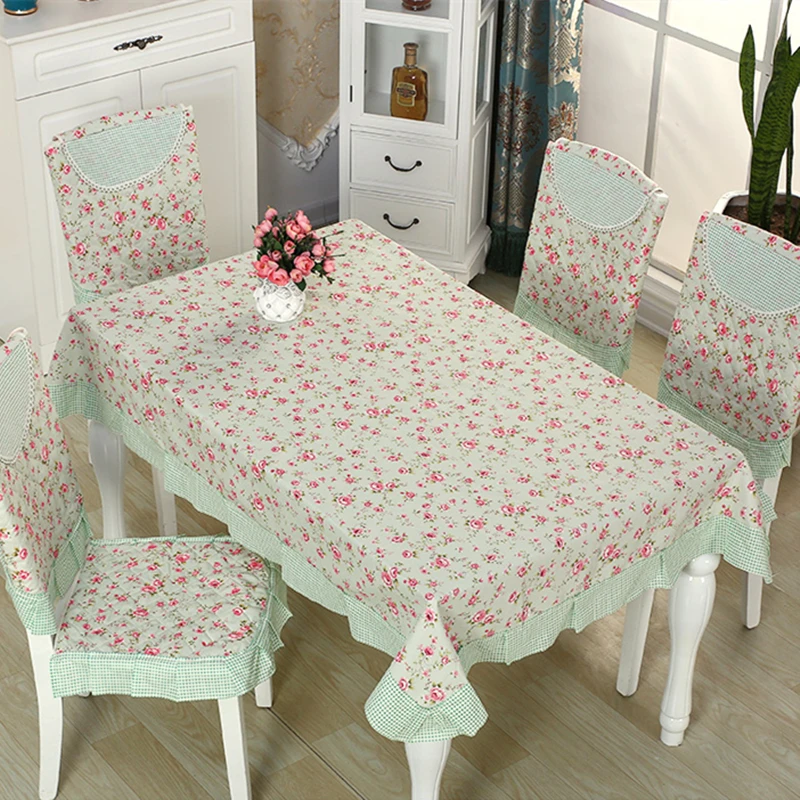 

Green Color 9 pieces/set Tablecloth with Chair Cover,New Cheap Table Cover Set for Dining Room Decoration Toalhas De Mesa