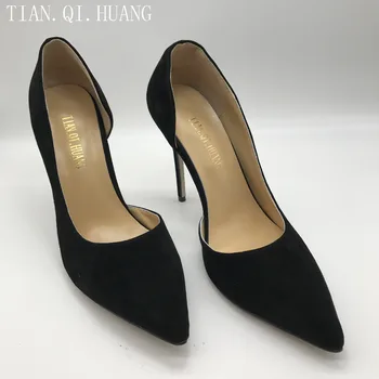 

Women Pumps Sexy Open Toe Lace Fashion Pointed Toe Suede High Heels New Style Genuine Leather Shoes TIAN.QI.HUANG