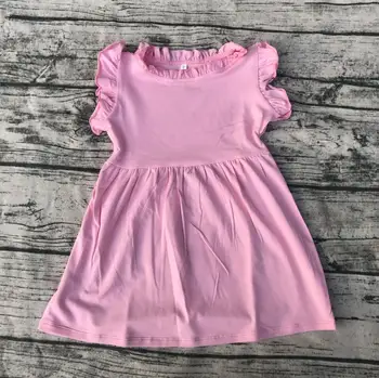 

New Fashion Baby Girl Ruffled Neckline frock Cute cotton Kids Birthday Party Dress For Wholesale flutter ruffle Sleevesless
