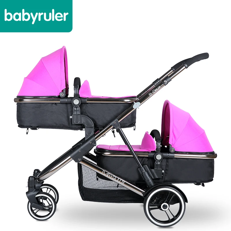 Babyruler, детская коляска для близнецов, двойная детская коляска, детская коляска для автомобиля, складная Брендовая детская коляска