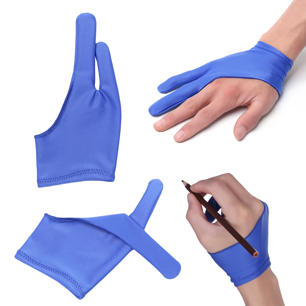 

1PC Soft Artist Drawing Glove For Any Graphics Drawing Tablet Black 2 Finger Anti-fouling,both For Right And Left Hand Free Size
