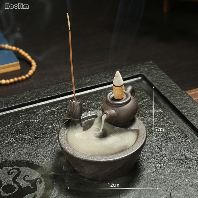 Форменный чайник дым водопад керамическая курильница для благовоний горелка кадильница для ароматерапии база домашний декор+ 20шт пирамидки благовоний