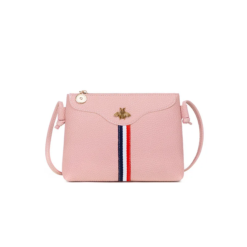 

Luxury Metal Bee Crossbody bag Women Top PU Party Color Stripe Shoulder Bags Fashion Designer Flap Bags bolso mujer B005