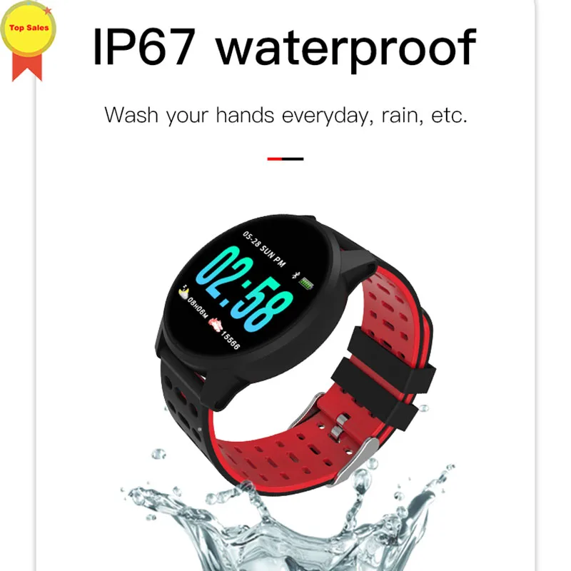 

men smart Watch Round HD Color Screen Bluetooth 4 Heart Rate Monitoring Blood pressure pedometer Sport Wristband for IOS Android