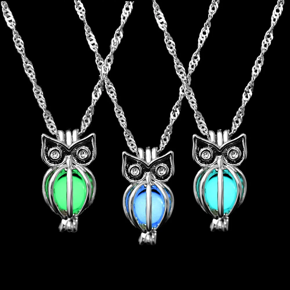 

Vienkim Charm Glowing Owl Pendant Choker 3 Colors Luminous Stone Necklaces & Pendants Christmas Gift For Women Men Jewelry 2019