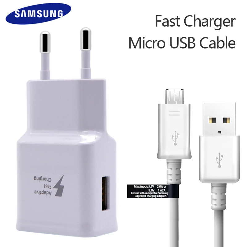 

100% Original Samsung Fast Charger For Galaxy S7 6 Note4 5 Adaptive Quick Charge EU US Plug Travel Charging 9V 1.67A & 5V 2A