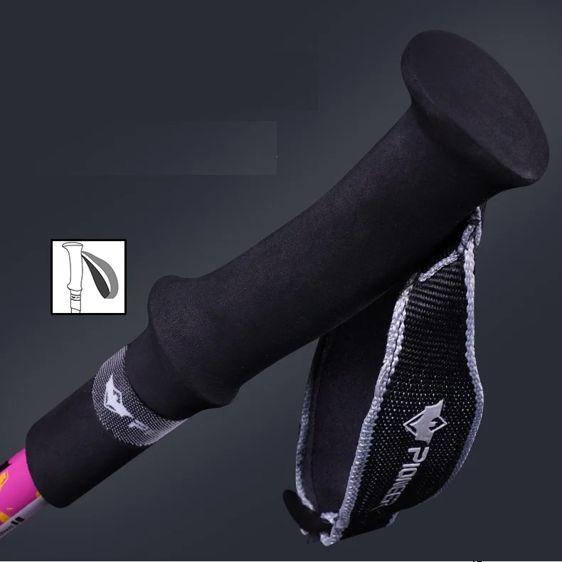 Fibra de Carbono Dobrável de Aço Pioneiro Varas Nórdicos Bengalas Escalada Pessoal Ajustável Bengala Trekking Pole Caminhadas Bastones 7 Esporte e Lazer