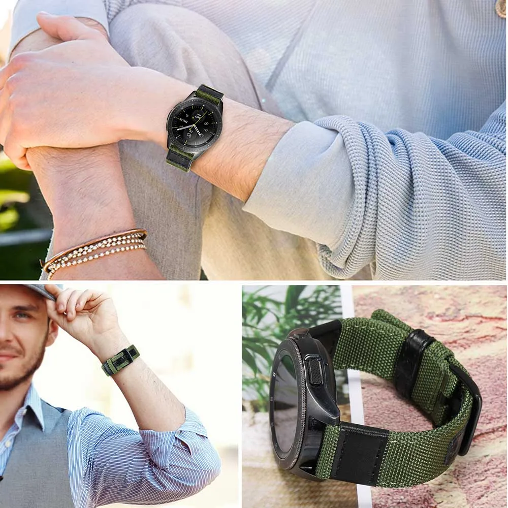 Ремешок из нейлона и натуральной кожи для Samsung Galaxy Watch 42 мм Gear Sport Garmin Vivoactive