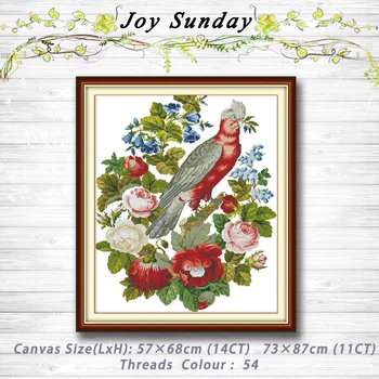 

Parrots and flowers decor painting dmc 14CT 11CT counted cross stitch kits embroidery sets Needlework Sets Home decor