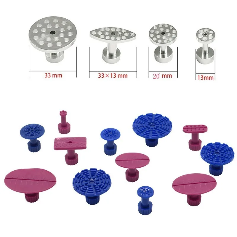PDR Инструменты для удаления кузова автомобиля инструменты для безболезненного ремонта автомобиля вмятин инструмент для удаления вмятин Съемник комплект алюминиевые вкладки - Цвет: 16 pcs Tabs