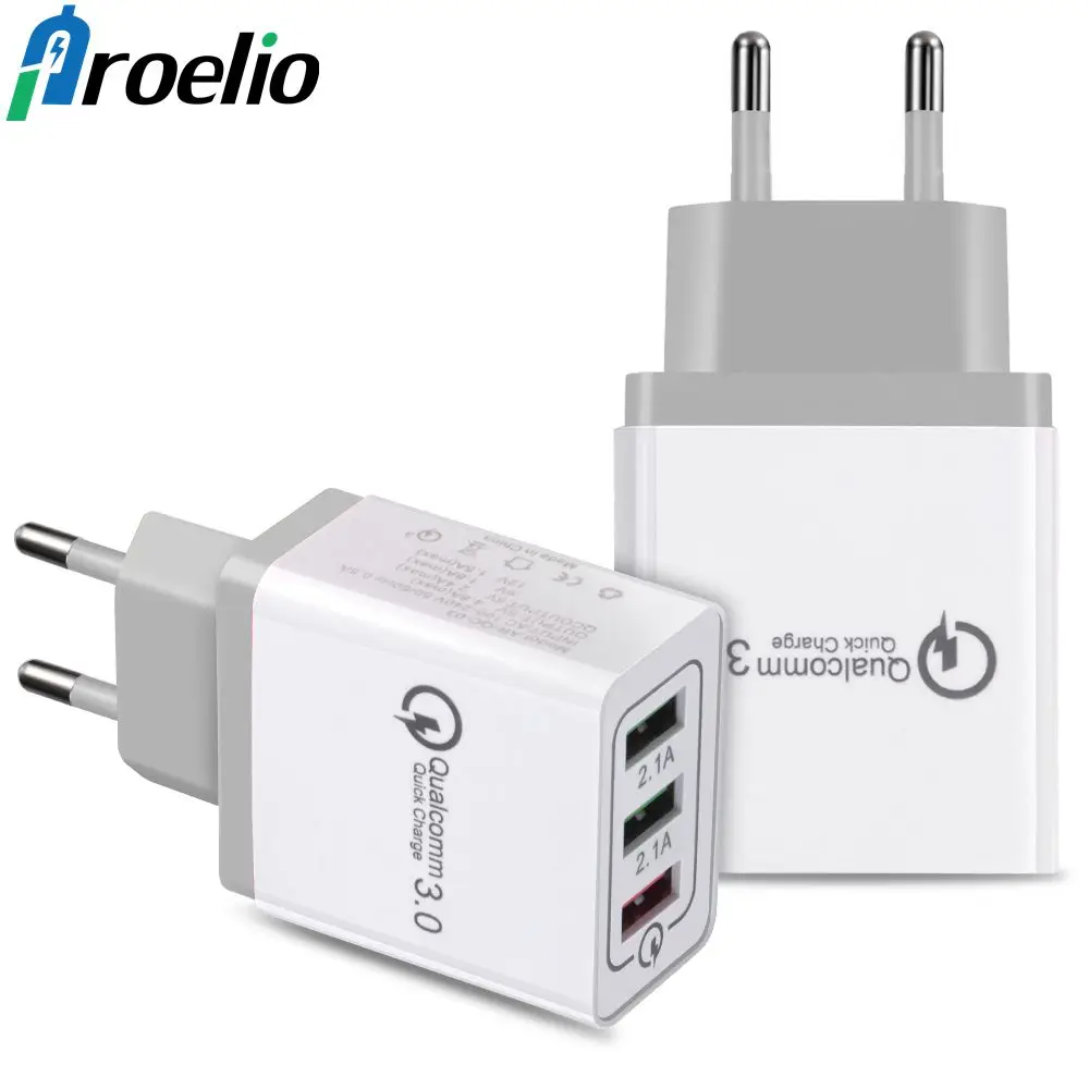 3 Ports Quick Charge 3.0 USB Charger Adapter for iPhone 7 iPad Mobile Phones QC3.0 Travel Power Fast Charging for Samsung Xiaomi