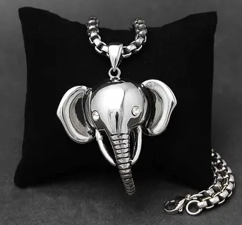

Bling 316L Stainless Steel Elephant Head Biker Pendant Necklace Jewelry