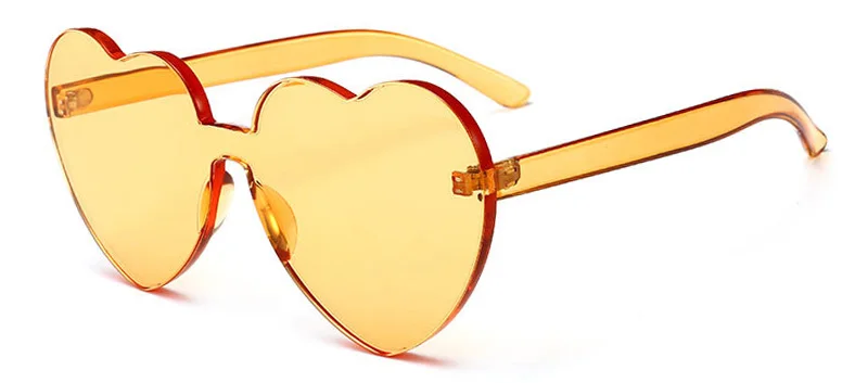 Шауна негабаритный милый карамельный цвет для женщин сердце острые Солнцезащитные очки Мода Толстые линзы оттенков UV400 - Цвет линз: Orange Yellow