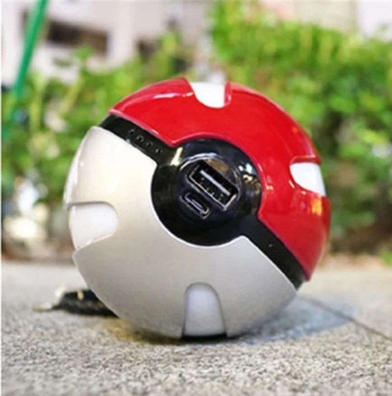 Portable Pokemon Go Ball 10000mAh Charger Dual USB Battery Power Bank with LED Light for iPhone for Samsung for Xiaomi