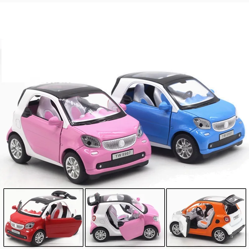 Новинка 1:24 SMART для двух моделей автомобилей из сплава детские игрушки развивающие с откатной спинкой музыкальный мигающий для мальчиков детские подарки