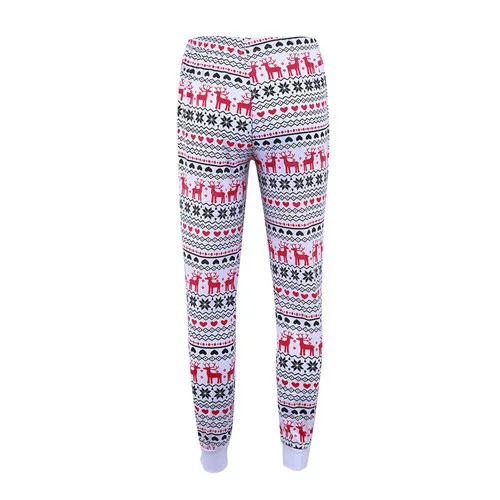 Рождественская зимняя теплая Женская одежда для сна, ночная рубашка, пижама с длинным рукавом, топы+ штаны с круглым вырезом, домашняя одежда, костюм, женские пижамные комплекты - Цвет: Pants