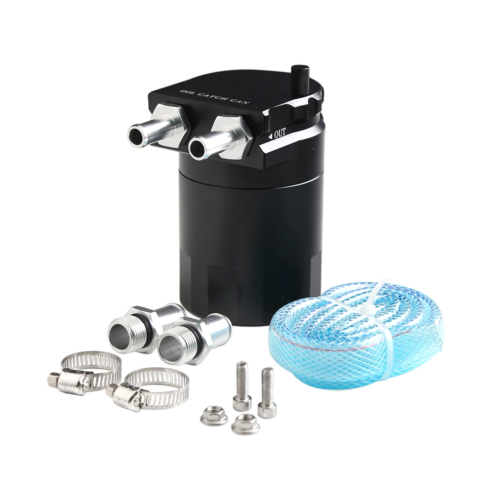 

BORUiT Universal Aluminum Alloy Oil Catch Tank Reservoir Breather Separator Fuel Tank Fittings Car Accessories Drop Shipping