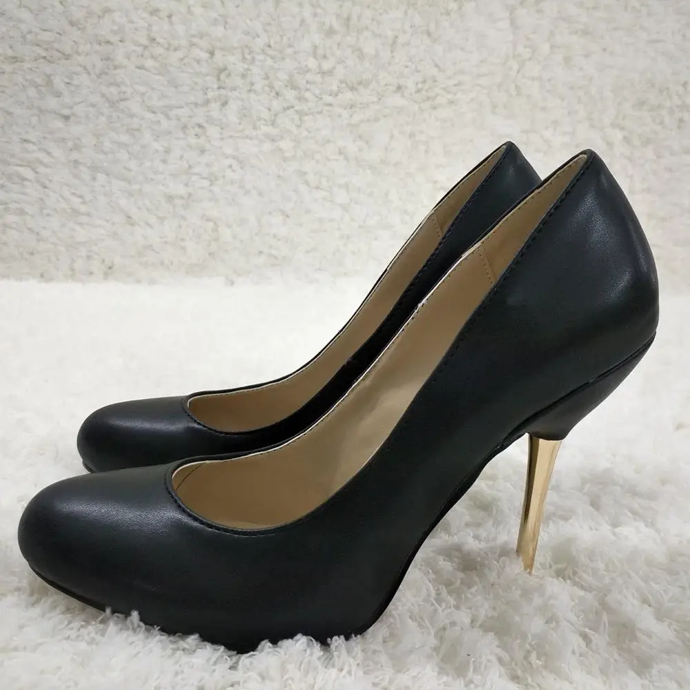 

Women Stiletto Thin Iron High Heel Pumps Sexy Round Toe Black PU Fashion Party Bridal Ball Office Lady Shoes 3845-b