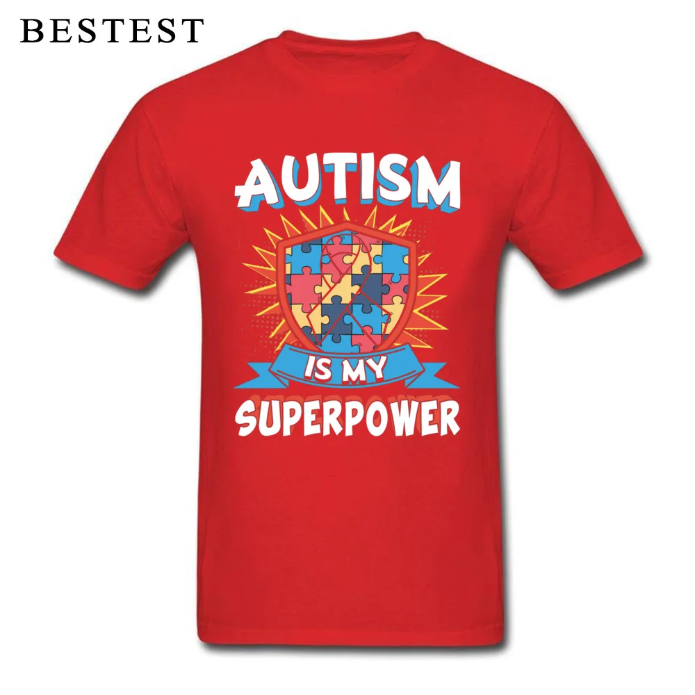 Short Sleeve Tops Shirt Round Collar 100% Cotton Men T Shirt Autism is My Superpower 13495 Casual Sweatshirts Designer Autism is My Superpower 13495 red