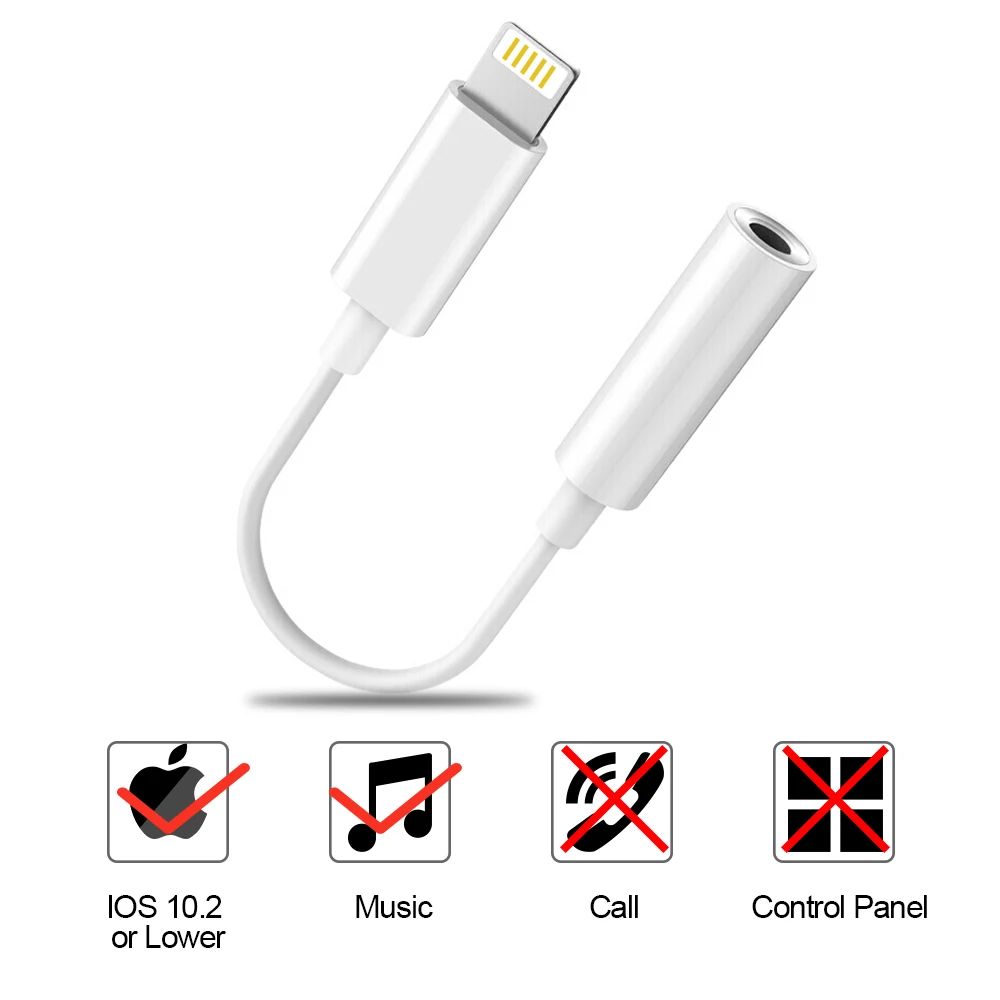 For Apple Lightning To 3.5mm Headphone Jack Adapter Iphone X 7 8 Plus Music Play Audio Converter Aux Cable |