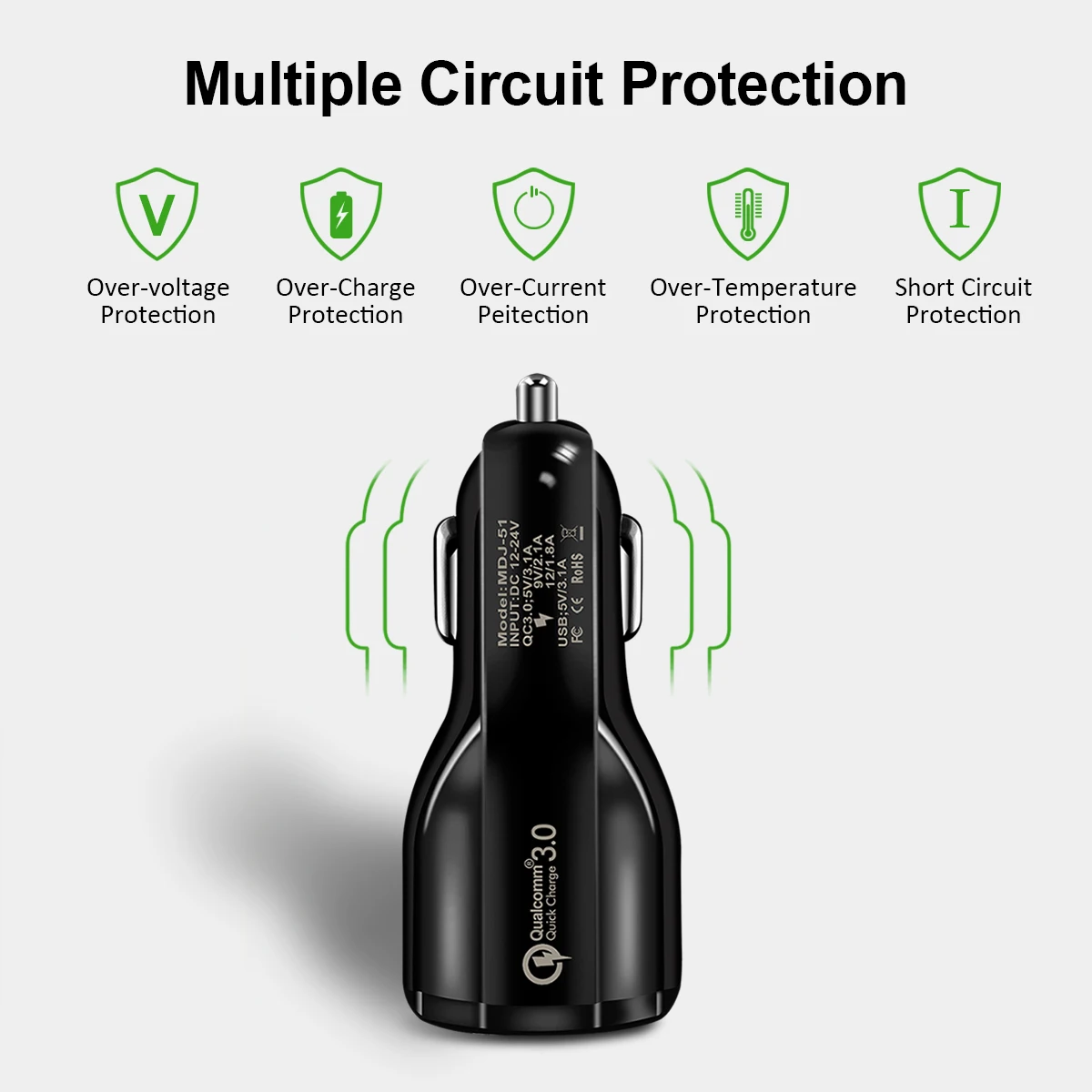 Автомобильное зарядное устройство адаптер Быстрая зарядка Qualcomm QC3.0 Dual Usb быстрая зарядка для iPhone X 8 7 6 6s Plus samsung универсальный мобильный телефон