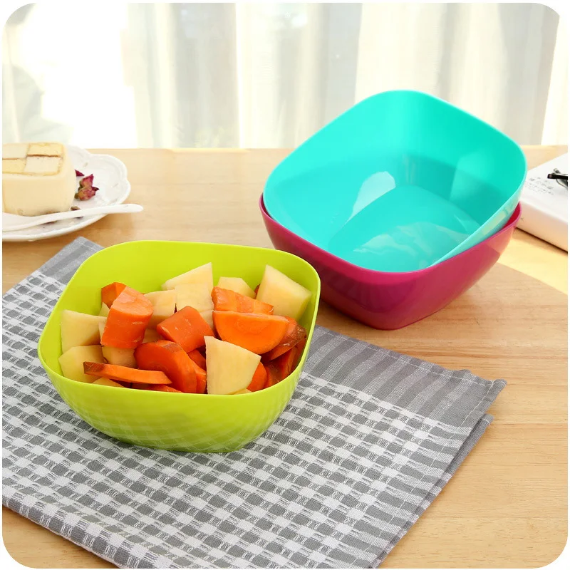 

Creative Square Shape Icecream Container Solid Color Tableware Dinner Plates Round Shape Fruit Snack Sauce Bowl Kids Feed Food