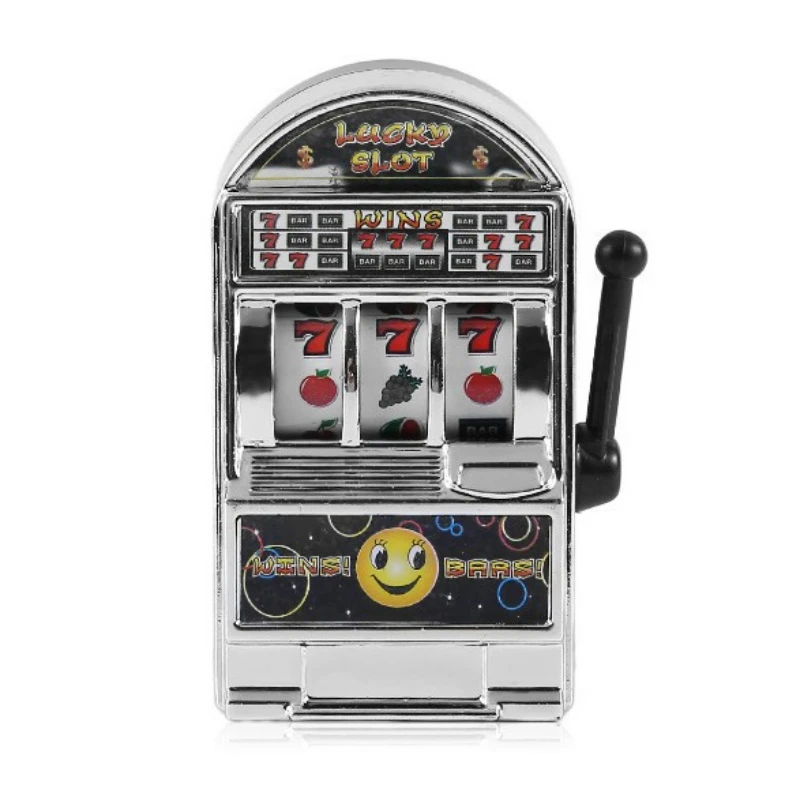 Mini Casino Jackpot Fruit Slot Machine Money Box Game Toy For Kids Adult Decompression Toys Slot Machine Toy - Цвет: Silver