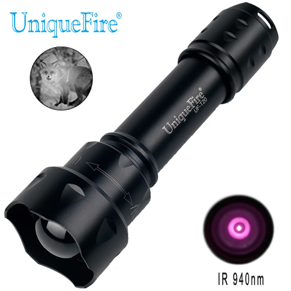 UniqueFire T20 IR 940nm светодиодный светильник-вспышка инфракрасный светильник 38 мм выпуклая линза Регулируемый Фокусировочный фонарь тактический фонарь ночного видения