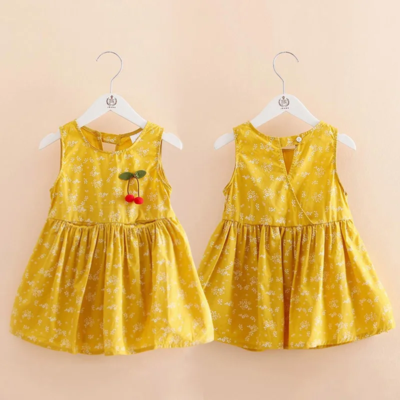 

Baby floral vest dress 2019 summer new girl children's clothing children cherry garden dress qz-4092