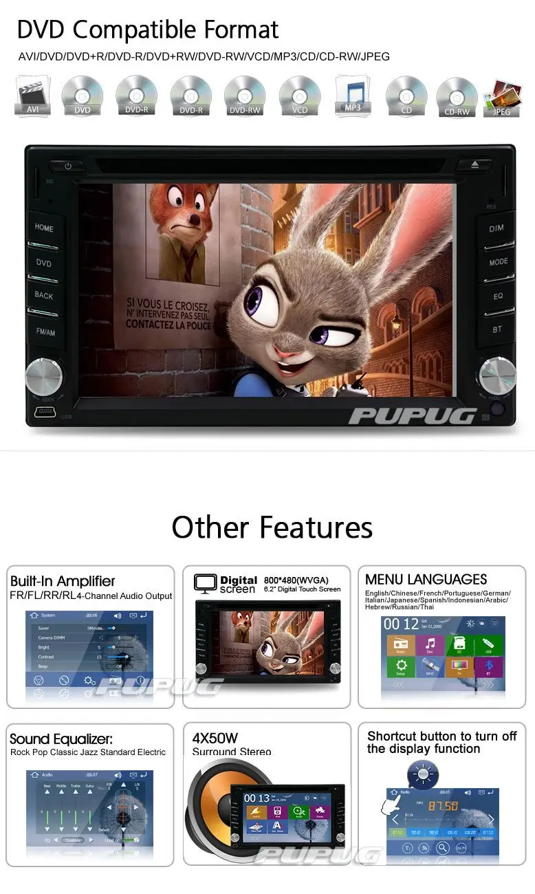 Sale Rear Camera Windows Ce 8.0 Car Stereo 6.2 Inch Car GPS Navigation Ipod Analog Tv Am/fm Radio Hd Touchscreen Car DVD Player Doubl 1