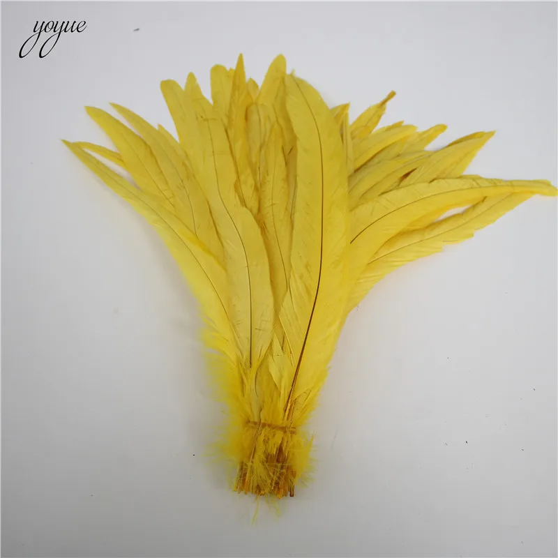 Yoyue 50pcs 1618inch/4045cm Yellow Rooster Coque Tail Feather Cheap