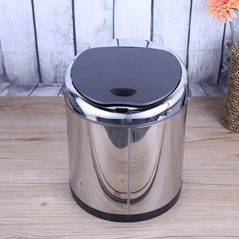 

6L Wireless Automatic Sensor Dustbin Stainless Steel Rubbish Waste Bin Battery Powered Trash Can Smart Home Office Use Ash-bin