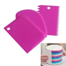 

3Pcs/set Plastic Dough Cake Bread Spatula Baking Pastry Tools Plain Smooth Jagged Edge Spatula Cutters