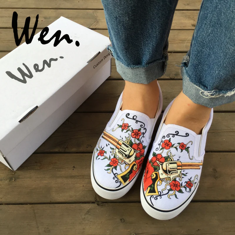 flower painted shoes