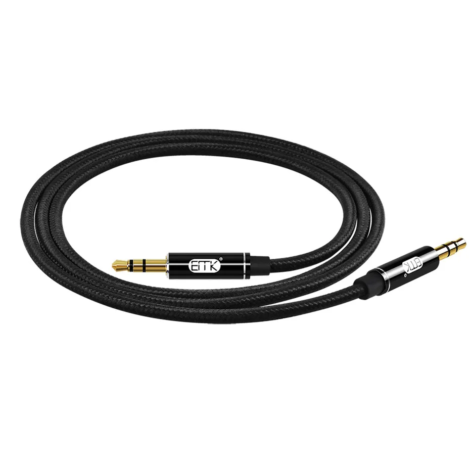 EMK Aux Cable 3.5mm Jack Gold Plated Male to Male 3.5 mm Audio Cable Round Aux Cord for iphone Car Headphone speaker MP3 MP4 (3)