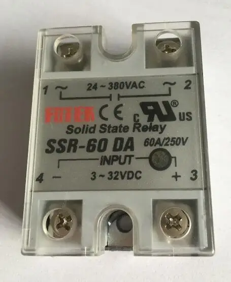 

24-380VAC to 3-32VDC 60A/250V SSR-60DA Solid State Relay Module with Plastic Cover