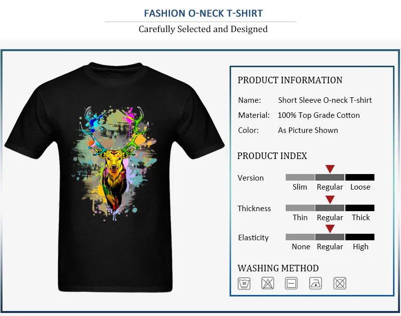 Design T-shirts Wholesale Crew Neck Deer PopArt Dripping Paint 100% Cotton Men Tops Tees Funny Short Sleeve Tee Shirt Deer PopArt Dripping Paint