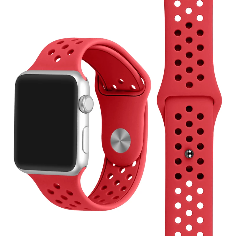Силиконовый ремешок для apple watch 4 band 44 мм 40 мм iWatch band 42 мм 38 мм дышащий спортивный браслет ремешок для apple watch 3 2 1