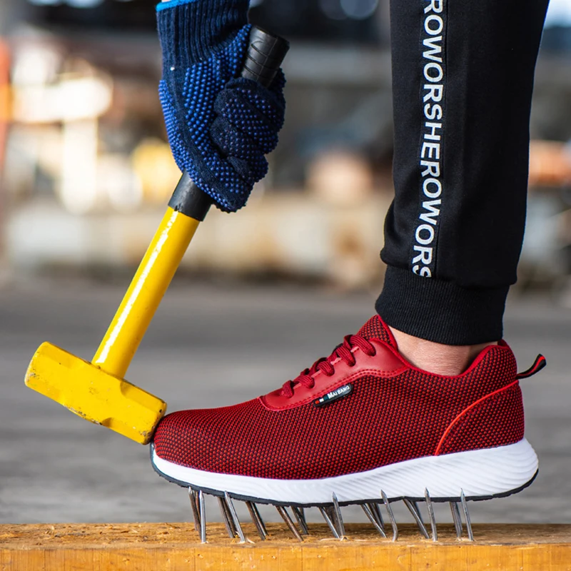 

Men Breathable Steel Toe Cap Work Safety Shoes Men's Breathable Outdoor Anti-slip Puncture Proof Construction Safety Boots Shoes