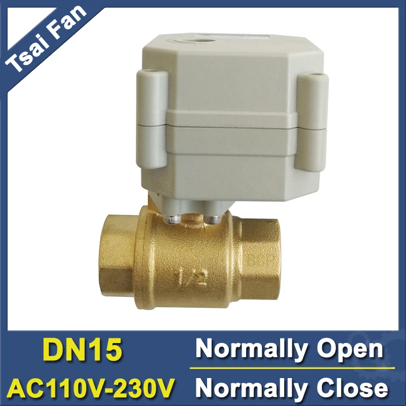 

High Quality BSP/NPT 1/2'' (DN15) Brass Normal Open/Close Valve TF15-B2-C AC110V-230V 2 or 5 Wires For HVAC Water Application