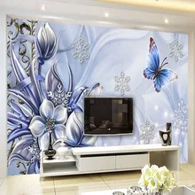 Европейский стиль 3D стерео рельефная Бабочка Цветы фото обои Гостиная ТВ фон стены отель Роскошная настенная живопись 3D обои