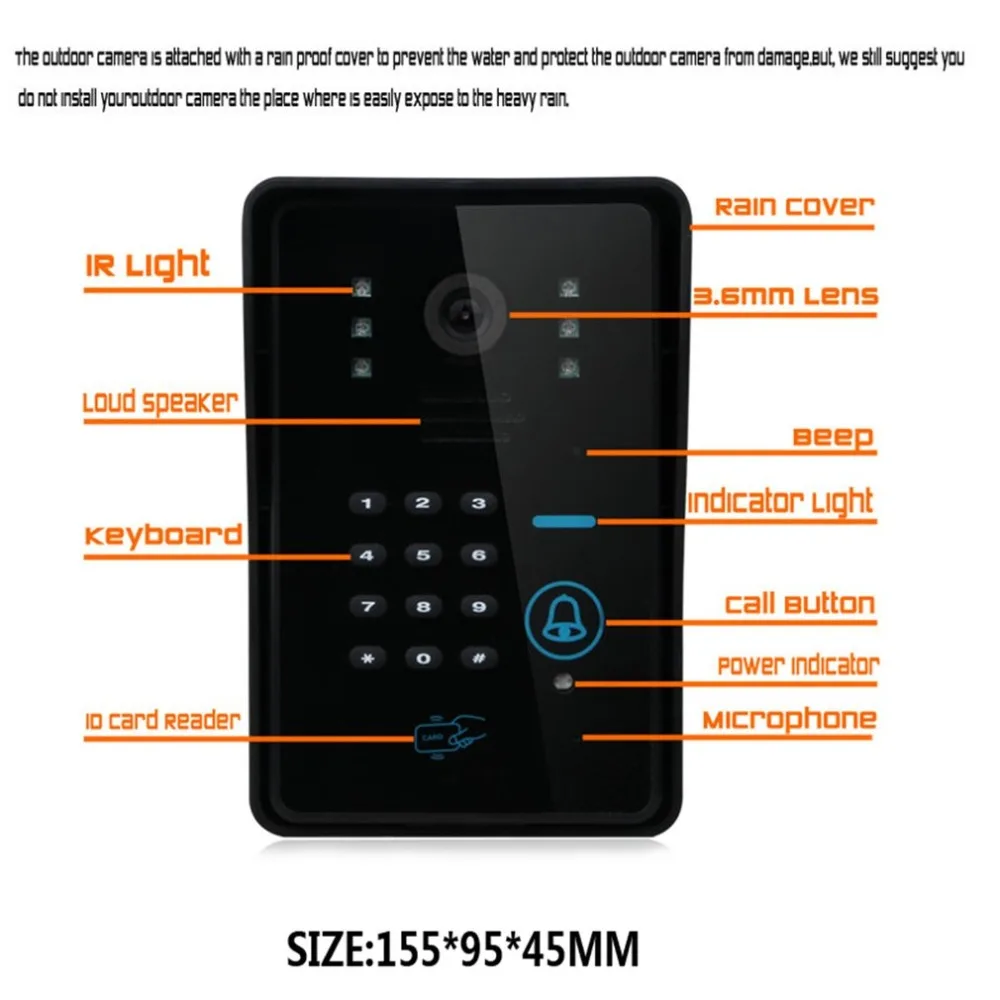 7 дюйм(ов) проводной дверной звонок RFID пароль видео домофон дверной звонок с ИК-камерой HD ТВ линия пульт дистанционного управления Система