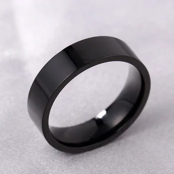 

6mm Black 316 Titanium Stainless Steel Ring for Men and Women