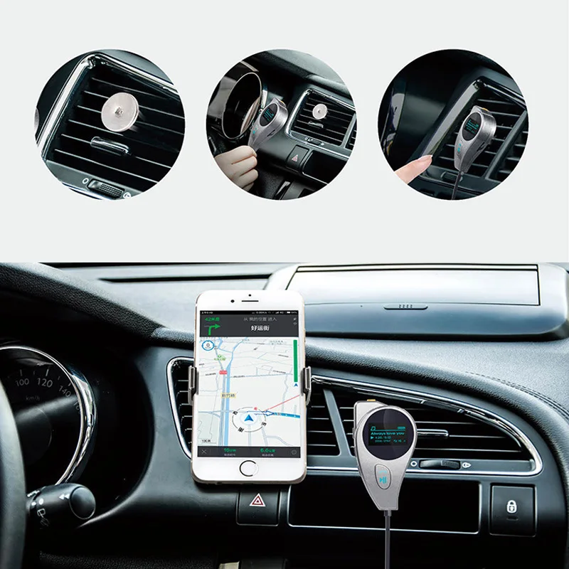 Автомобильный fm-передатчик беспроводной Bluetooth HandsFree FM модулятор радио адаптер MP3 аудио плеер AUX порт Поддержка TF SD USB Flash