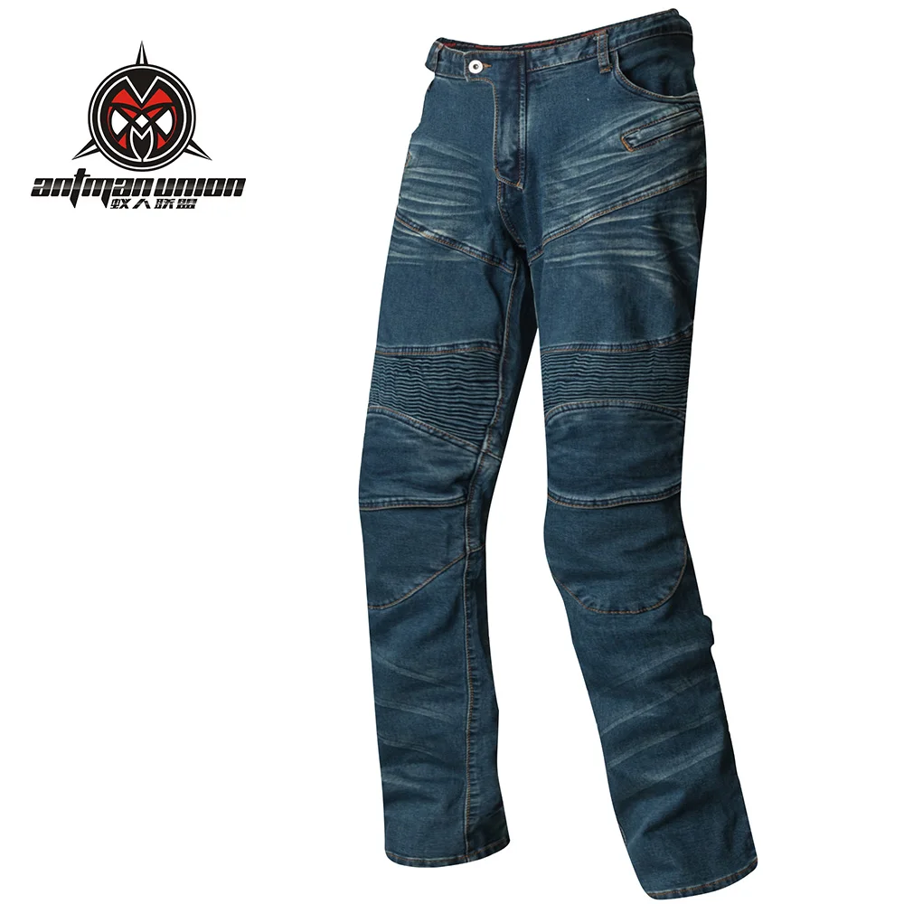 Motorcycle protective pants mens motocross motorbike jeans blue