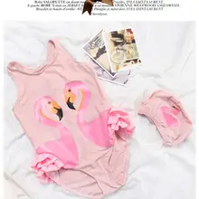 Летний Лебедь Фламинго девочка купальник соединенный с детские купальники с поплавки